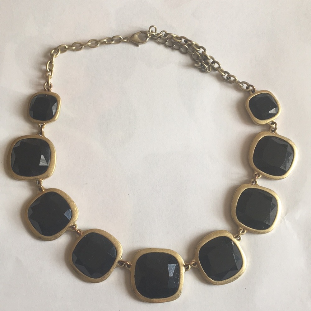 Black and rustic gold statement necklace